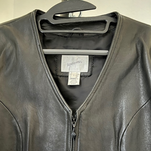 JACQUELINE FARRAR Black Leather Jacket and Skirt EUC - Picture 3 of 16
